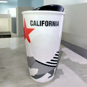 2015 STARBUCKS Iconic California State Flag Ceramic Tumbler Mug 12 oz with Lid